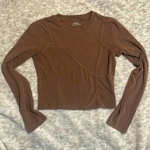 OGL Move Brown Long Sleeve Seamed Top